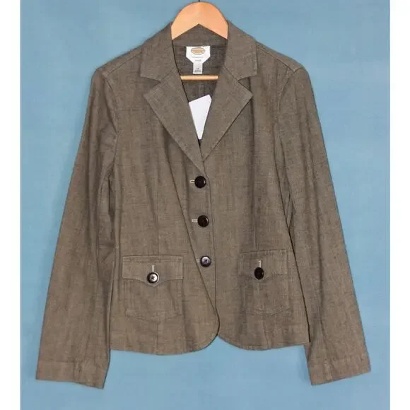 TALBOTS Designer Herringbone Equestrian Blazer Jacket Size 14 NEW!!! - Picture 1 of 6